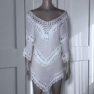 Vintage cream crochet knit boho